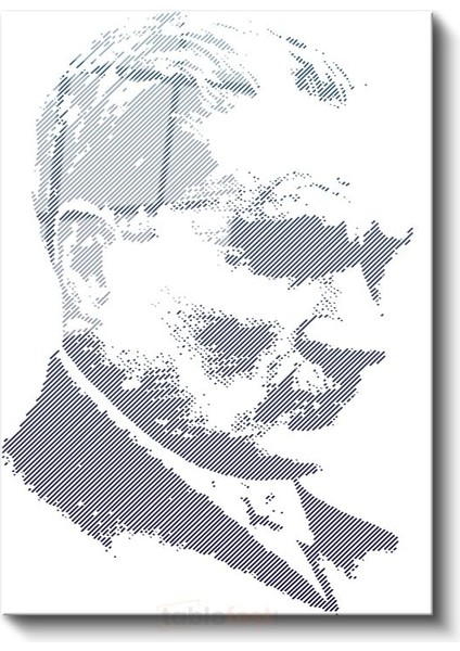 Modern Çizgi Atatürk - Mavi Beyaz Grafik Cam Tablo fiyatları