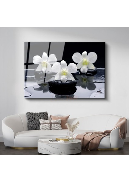 Plumeria Çiçeği - Spa Konseptli Aromaterapi Cam Tablo