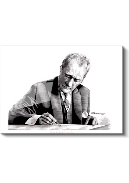Atatürk ve Imzası - Sanatsal Portre Cam Tablo fiyatları