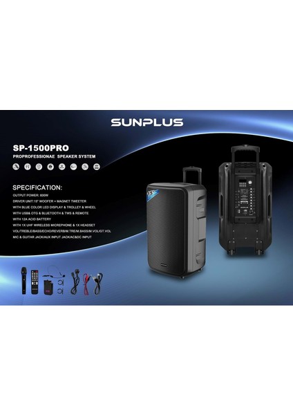 SP-1500 Pro Bluetooth Professıonalspeaker System