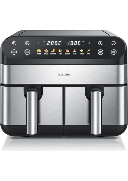 Çift Bölgeli Airfryer,9 Litre – 2400 W,8 Program,görüntüleme Pencereli
