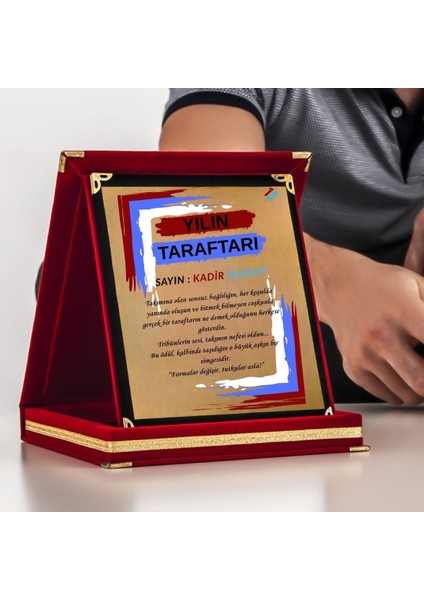 Bordo Mavi Taraftara Özel Tasarımlı Hediyelik Teşekkür Plaketi