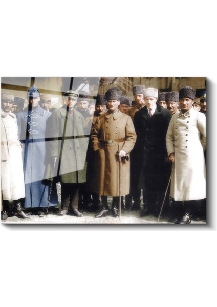 Atatürk ve Silah Arkadaşları - Milli Mücadele Cam Tablo fiyatları