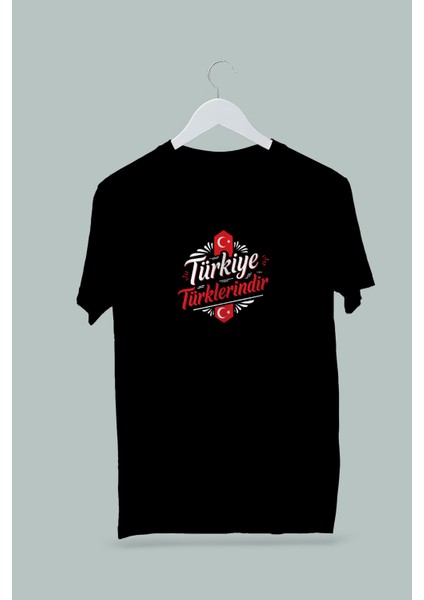 Kadın Erkek Unisex Yetişkin Türkiye Türklerindir Baskılı Beyaz Tshirt