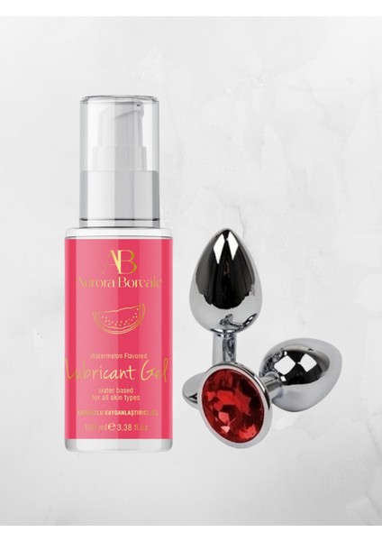 Aurora Boreale Karpuz Aromalı Kayganlaştırcı Jel 100ML + Mücevherli Çelik Plug Küçük