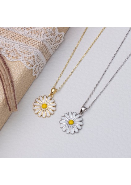 Papatya 925 Ayar Gümüş Mineli Kadın Kolye modelleri