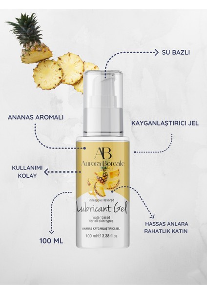 Aurora Boreale Ananas Aromalı Kayganlaştırcı Jel 100ML + Mücevherli Çelik Plug Küçük