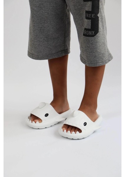 WG500 Köpekbalığı Beyaz Unisex Tam Ortopedik Terlik Shark Slides Cocuk indirimleri