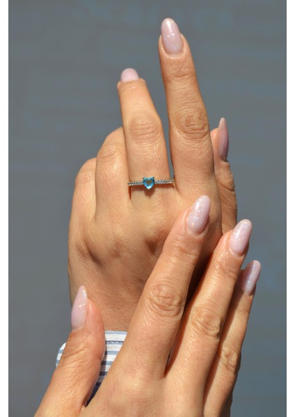 Turkuaz Kalpli Ayarlanabilir Yüzük fiyatları