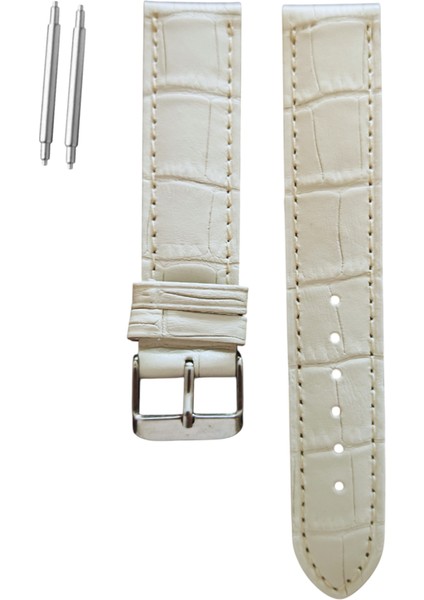 20 mm Universal Hakiki Deri Kordon Kırık Beyaz