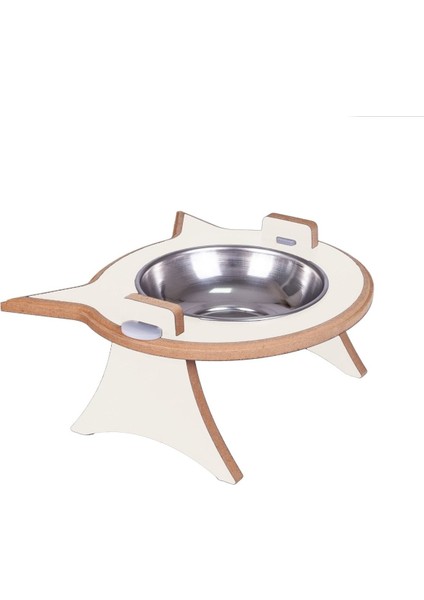 Bej Renkli Kedi Mama ve Su Kabı Tekli, Şık ve Kullanışlı Tasarım