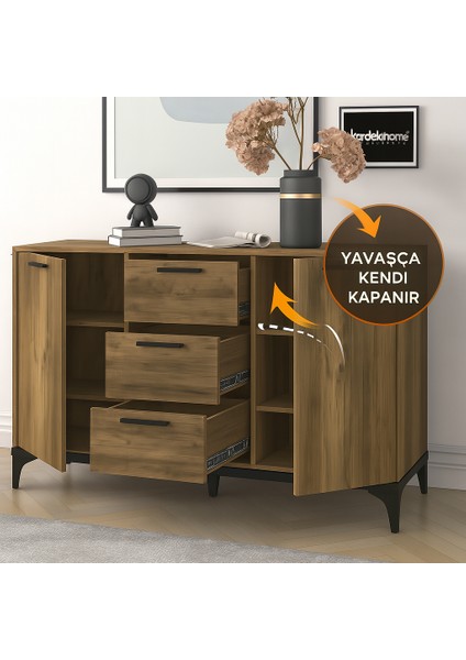 Kardela %100 Mdf 2 Kapaklı 3 Çekmeceli Konsol Tv Ünitesi