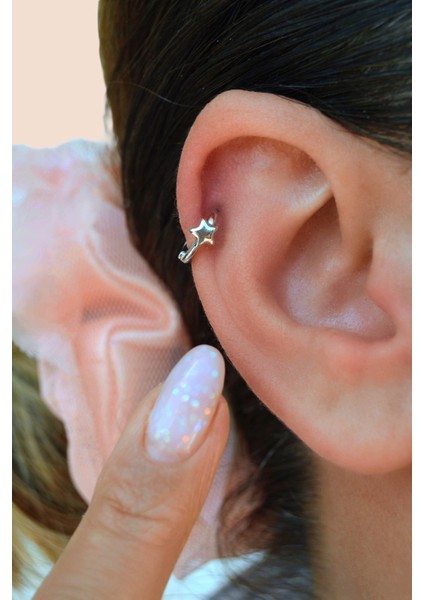 Minimal Yıldız Figürlü Halka Piercing | Gümüş Renk indirimleri