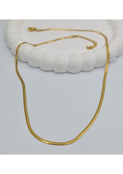 Balıksırtı Çelik Kararmaz Kolye Gold