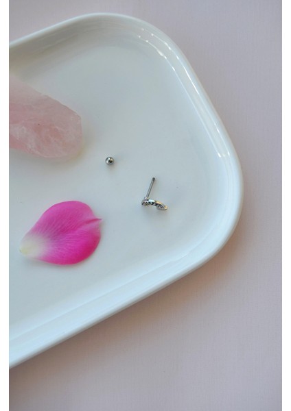 Gökkuşağı Figürlü Piercing | Zirkon Taşlı Gümüş Renkli Çelik Takı fırsatları
