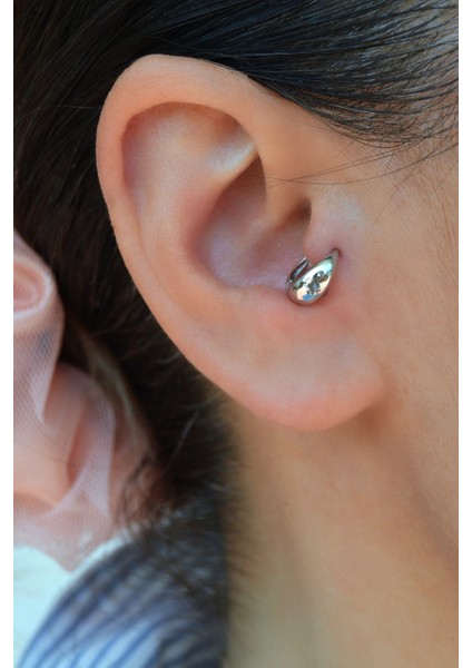 Bombeli Gümüş Renk Halka Piercing | Tragus, Helix, Kıkırdak Uyumlu indirimleri