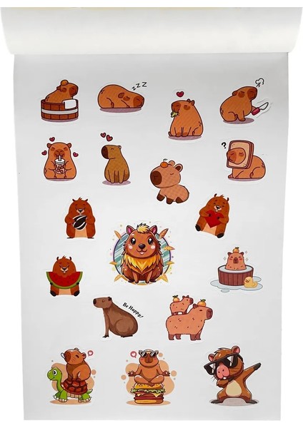 Papağan Karışık Sticker Defter (2 Sayfa Capybara Kapibara )
