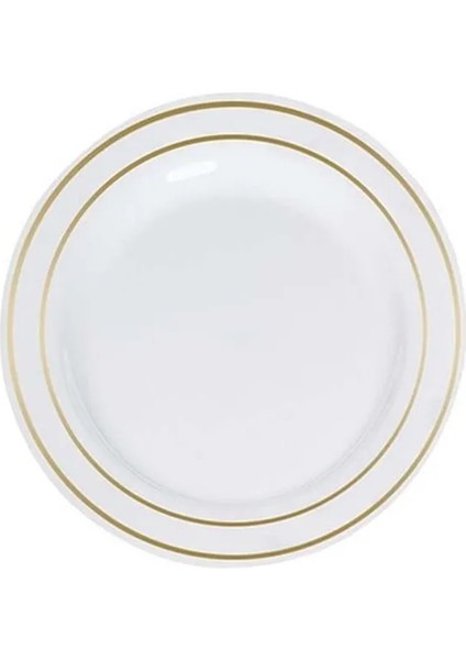 Porselen Görünümlü Altın Yaldızlı Plastik Tabak 19 cm 6'lı Set