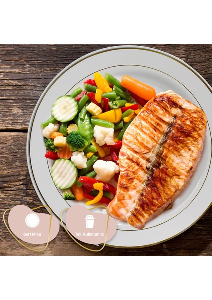 Porselen Görünümlü Altın Yaldızlı Plastik Tabak 19 cm 6'lı Set modelleri