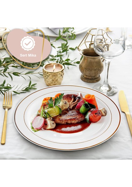 Porselen Görünümlü Altın Yaldızlı Plastik Tabak 19 cm 6'lı Set fırsatları