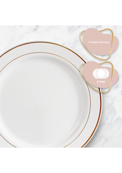 Porselen Görünümlü Altın Yaldızlı Plastik Tabak 19 cm 6'lı Set indirimleri