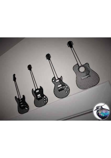 Gitar Duvar Heykeli - 2d - Gibson / Çamurluk (Sadece Plastik Aparattır) 3D