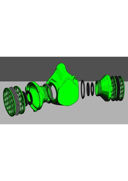 Isteğe Bağlı Geri Akış Valflerine Sahip -19 Solunum Maskesi (Sadece Plastik Aparattır!!!) 3D