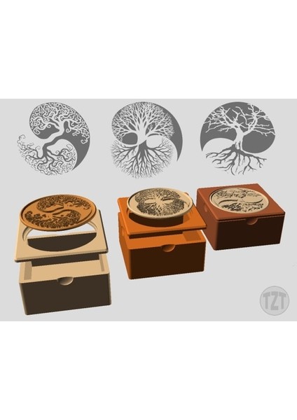 Yin Yang Yaşam Ağacı Kakma Veya Ekle - Karıştırın ve Eşleştirin (Sadece Plastik Aparattır!!!) 3D