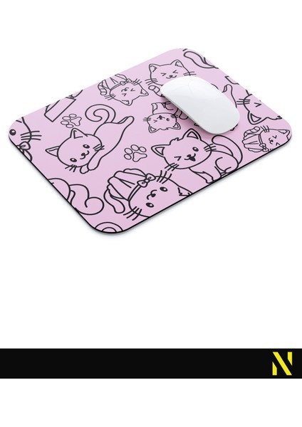 Sevimli Kediler Desenli Pembe Renkli Ergonomik Mouse Pad - 23 cm x 19 cm - Kaydırmaz Taban Ev ve Ofis Kullanımı Fare Altlığı Mousepad modelleri