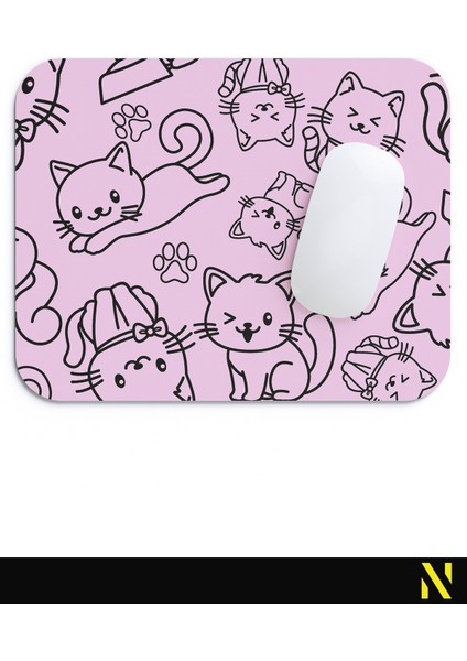 Sevimli Kediler Desenli Pembe Renkli Ergonomik Mouse Pad - 23 cm x 19 cm - Kaydırmaz Taban Ev ve Ofis Kullanımı Fare Altlığı Mousepad fırsatları