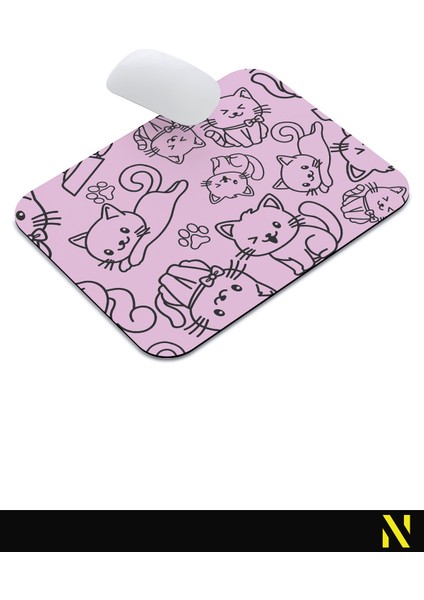 Sevimli Kediler Desenli Pembe Renkli Ergonomik Mouse Pad - 23 cm x 19 cm - Kaydırmaz Taban Ev ve Ofis Kullanımı Fare Altlığı Mousepad indirimleri