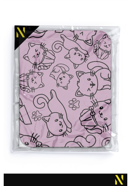 Sevimli Kediler Desenli Pembe Renkli Ergonomik Mouse Pad - 23 cm x 19 cm - Kaydırmaz Taban Ev ve Ofis Kullanımı Fare Altlığı Mousepad