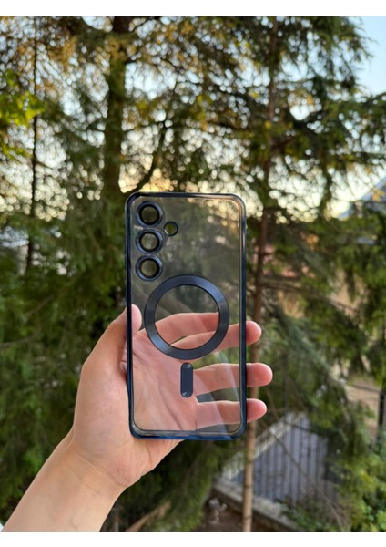 Samsung Galaxy S24 Fe Uyumlu Kamera Lens Korumalı Magsefe Özellikli Şeffaf Silikon Kılıf
