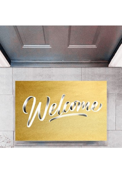 Kapı Önü Paspası Dekoratif Dijital Baskı Welcome P-2324