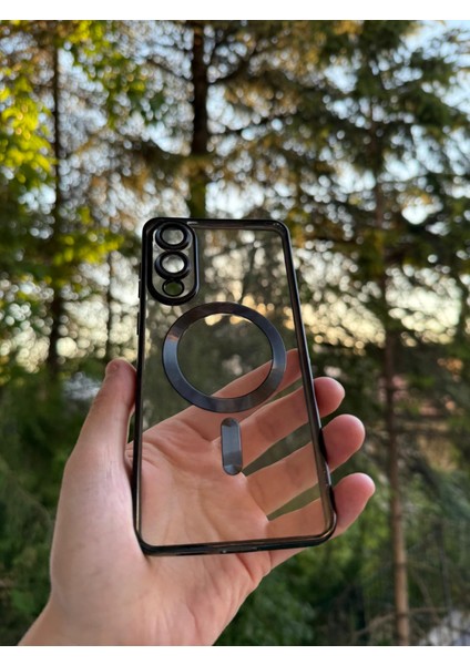 Samsung Galaxy S25 Edge Uyumlu Kamera Lens Korumalı Magsefe Özellikli Şeffaf Silikon Kılıf