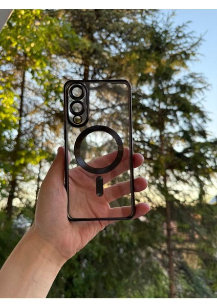 Samsung Galaxy S25 Edge Uyumlu Kamera Lens Korumalı Magsefe Özellikli Şeffaf Silikon Kılıf