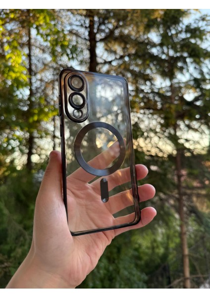 Samsung Galaxy S25 Edge Uyumlu Kamera Lens Korumalı Magsefe Özellikli Şeffaf Silikon Kılıf