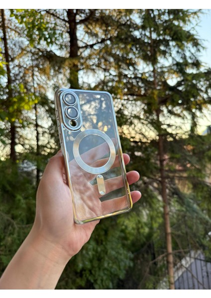 Samsung Galaxy S25 Edge Uyumlu Kamera Lens Korumalı Magsefe Özellikli Şeffaf Silikon Kılıf