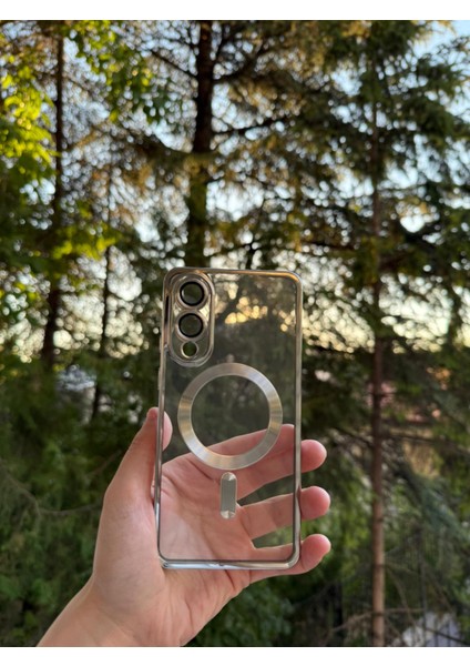 Samsung Galaxy S25 Edge Uyumlu Kamera Lens Korumalı Magsefe Özellikli Şeffaf Silikon Kılıf