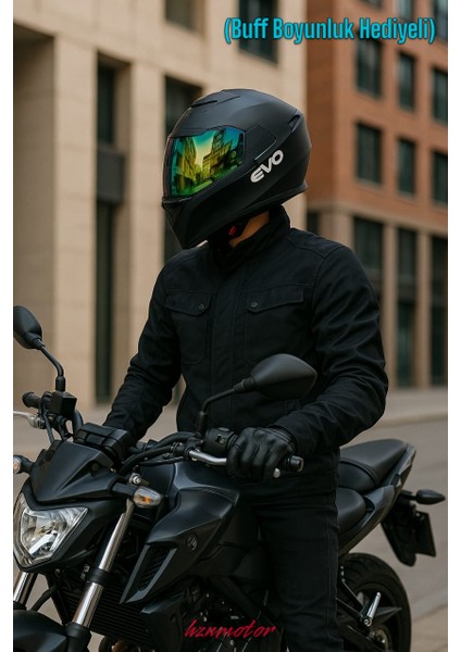 Full Face Mat Siyah Kask Iridyum Camlı