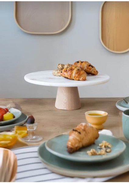 25 cm Ahşap Ayaklı Yuvarlak Mermer Sunumluk fiyatları