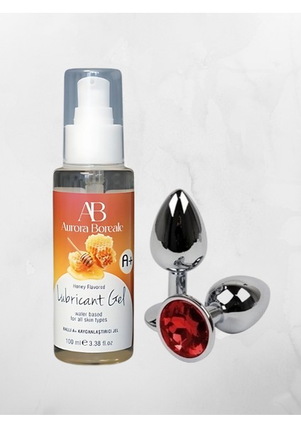 Aurora Boreale A+ Bal Aromalı Kayganlaştırcı Jel 100ML + Mücevherli Çelik Plug Küçük Hediyeli
