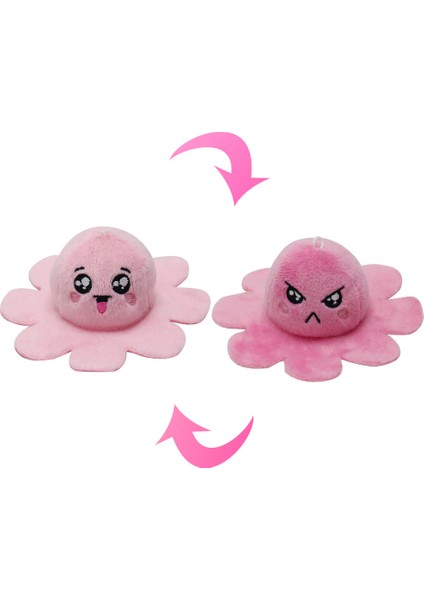 Flip Ahtapot Küçük Bebek 10CM Charm Çift Taraflı Flip Peluş Oyuncaklar Sevimli Komik Ifade Ahtapot Anahtarlık Charm (Yurt Dışından)