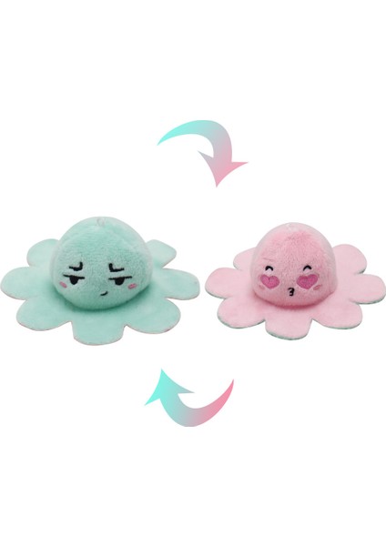 Flip Ahtapot Küçük Bebek 10CM Charm Çift Taraflı Flip Peluş Oyuncaklar Sevimli Komik Ifade Ahtapot Anahtarlık Charm (Yurt Dışından)