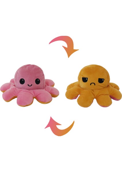 Flip Ahtapot Küçük Bebek 10CM Charm Çift Taraflı Flip Peluş Oyuncaklar Sevimli Komik Ifade Ahtapot Anahtarlık Charm (Yurt Dışından)