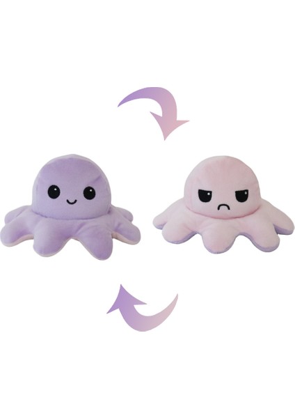 Flip Ahtapot Küçük Bebek 10CM Charm Çift Taraflı Flip Peluş Oyuncaklar Sevimli Komik Ifade Ahtapot Anahtarlık Charm (Yurt Dışından)