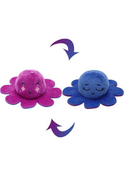 Flip Ahtapot Küçük Bebek 10CM Charm Çift Taraflı Flip Peluş Oyuncaklar Sevimli Komik Ifade Ahtapot Anahtarlık Charm (Yurt Dışından)