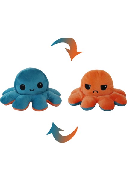 Flip Ahtapot Küçük Bebek 10CM Charm Çift Taraflı Flip Peluş Oyuncaklar Sevimli Komik Ifade Ahtapot Anahtarlık Charm (Yurt Dışından)