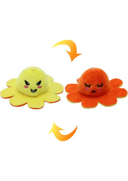 Flip Ahtapot Küçük Bebek 10CM Charm Çift Taraflı Flip Peluş Oyuncaklar Sevimli Komik Ifade Ahtapot Anahtarlık Charm (Yurt Dışından)