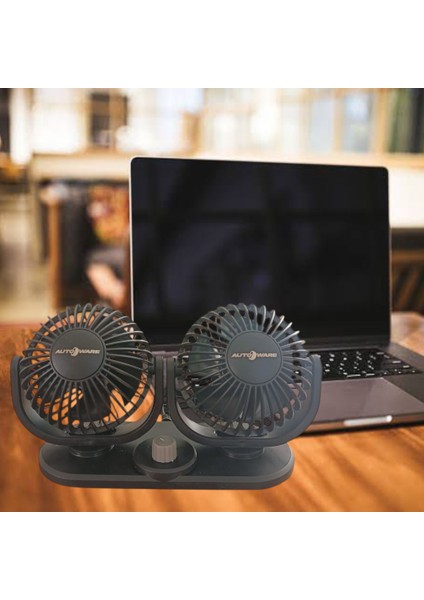 Oto Araç Masa Üstü Fanı Vantilatör USB Girişli Çift Başlı Iki Kademeli Fan modelleri